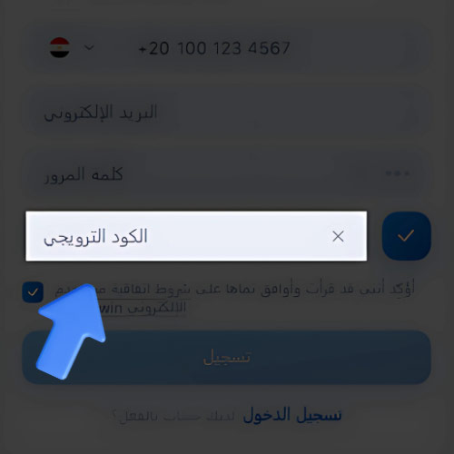 تعليمات أدخل الرمز الترويجي